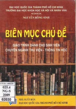 Biên Mục Chủ Đề Giáo Trình Dành Cho Sinh Viên Chuyên Ngành Thư Viện Thông Tin Học – Đọc Sách Online Miễn Phí Ebooks PDF
