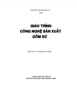Giáo Trình Công Nghệ Sản Xuất Gốm Sứ – Đọc Sách Online Miễn Phí Ebooks PDF