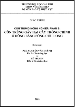 Giáo Trình Côn Trùng Nông Nghiệp Phần B – Côn Trùng Gây Hại Cây Trồng Chính Ở Đồng Bằng Sông Cửu Long – Đọc Sách Online Miễn Phí Ebooks PDF