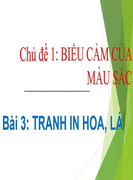 Chủ Đề Biểu Cảm Của Màu Sắc – Tranh In Hoa, Lá ( Mĩ Thuật Lớp 6 )