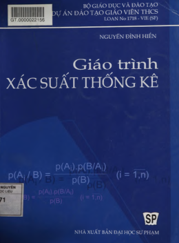 Sách Giáo Trình Xác Suất Thống Kê