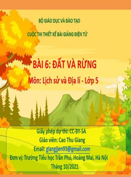 Bài Giảng E-Learning – Địa Lí Việt Nam Đất Và Rừng Môn Lịch Sử Và Địa Lí (Lớp 5)
