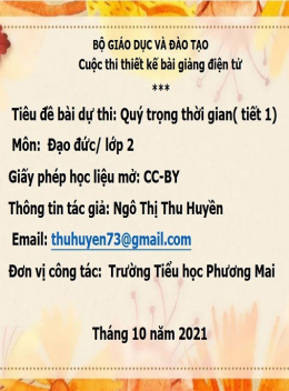 Bài Giảng E-Learning – Quý Trọng Thời Gian (Lớp 2)