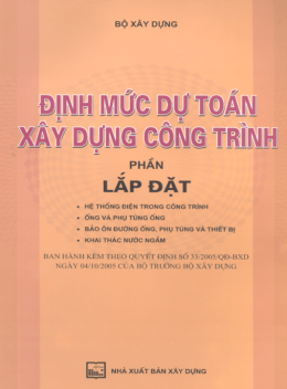 Định Mức Dự Toán Xây Dựng Công Trình – Phần Lắp Đặt