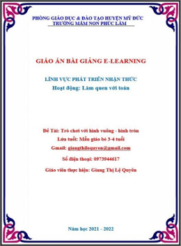 Bài Giảng E-Learning – Trò Chơi Với Hình Vuông – Hình Tròn