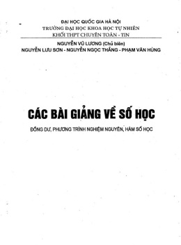 Học Liệu Số Các Bài Giảng Về Số Học Tập 2 – Đồng Dư – Phương Trình Nghiệm Nguyên – Hàm Số Học