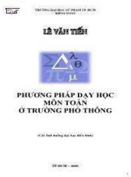 Sách Phương Pháp Dạy Học Môn Toán Ở Trường Phổ Thông