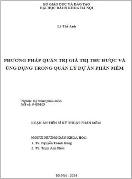 Luận Án Tiến Sĩ Kỹ Thuật Phần Mềm – Phương Pháp Quản Trị Giá Trị Thu Được Và Ứng Dụng Trong Quản Lý Dự Án Phần Mềm