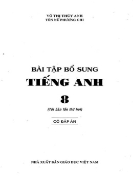 Bài Tập Bổ Sung Tiếng Anh Lớp 8 Có Đáp Án