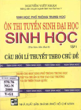 Ôn Thi Tuyển Sinh Đại Học Sinh Học Tập 1 – Câu Hỏi Lý Thuyết Theo Chủ Đề