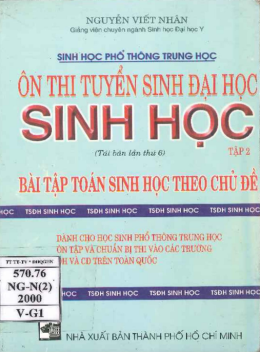 Ôn Thi Tuyển Sinh Đại Học Sinh Học Tập 2 – Bài Tập Toán Sinh Học Theo Chủ Đề